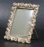 Vintage Small Ornate Gold Tone Metal Desk Shelf Sanding Photo Picture Frame (Plastic Cover) - Treasure Valley Antiques & Collectibles