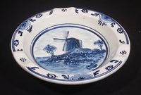 Vintage Delfts Holland Delft Blue White Raised Relief Round Windmill Ceramic Hand Painted Ash Tray - Treasure Valley Antiques & Collectibles