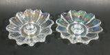 Set of 2 - 1950s Fostoria Carnival Glass Company - Ohio - Clear Rainbow Iridescent Scalloped Celestial Pattern 5 1/4" Candle Holders - Treasure Valley Antiques & Collectibles
