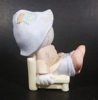 Vintage 1980s Bumpkins Porcelain Ceramic Figurine Sitting and Lounging in a Chair - Treasure Valley Antiques & Collectibles