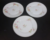 Vintage Set of 3 Limoges 6 1/2" White Pink Floral Porcelain Plates with Gold Rim - Treasure Valley Antiques & Collectibles