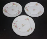 Vintage Set of 3 Limoges 6 1/2" White Pink Floral Porcelain Plates with Gold Rim - Treasure Valley Antiques & Collectibles