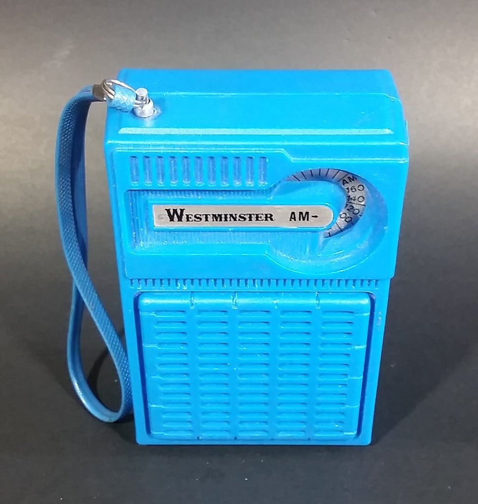 Vintage Westminster Handheld AM Transistor Pocket Radio Blue With Stra ...