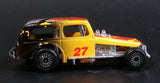Vintage 1980s Zee Zylmex  '35 Chevy Hot Rod Black Yellow Orange P361 Die Cast Toy Race Car Vehicle 1/64 Scale - Treasure Valley Antiques & Collectibles