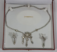 1930s Jay Flex Signed Rhinestone Necklace and Earrings Set with Box - Treasure Valley Antiques & Collectibles