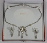 1930s Jay Flex Signed Rhinestone Necklace and Earrings Set with Box - Treasure Valley Antiques & Collectibles