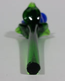 Hand Blown Art Glass Blue Rose Flower with Green Stem - Broken Stem, Leaf tips chipped - Treasure Valley Antiques & Collectibles