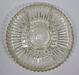 12" Round Yellow Iridescent Crystal Sectioned Vegetable and Dip Serving Platter - Treasure Valley Antiques & Collectibles