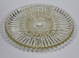 12" Round Yellow Iridescent Crystal Sectioned Vegetable and Dip Serving Platter - Treasure Valley Antiques & Collectibles