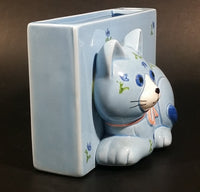 Vintage Otagiri Japan Light Blue Cat Kitten Porcelain Pen Pencil Paper Notepad Memo Holder - Treasure Valley Antiques & Collectibles