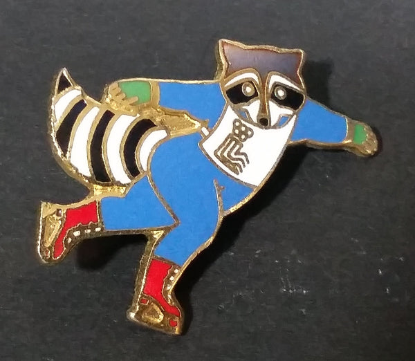 Collectible 1980 Roni Raccoon Character Lake Placid Winter Olympics Ice Figure Skating Enamel Pin - Treasure Valley Antiques & Collectibles