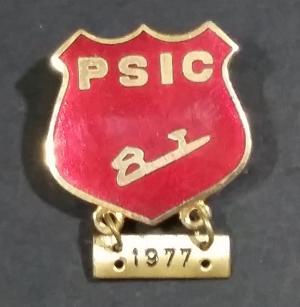 1977 PSIC Red Crest Enamel Ice Skating Pin - Treasure Valley Antiques & Collectibles