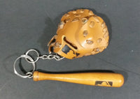 MLB Major Leage Baseball Miniature Glove and Wooden Bat Key Chain Sports Collectible - Treasure Valley Antiques & Collectibles
