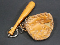 MLB Major Leage Baseball Miniature Glove and Wooden Bat Key Chain Sports Collectible - Treasure Valley Antiques & Collectibles