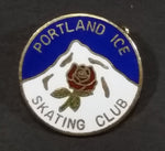 Portland Ice Skating Club Mountain and Rose Themed Round Enamel Pin - Treasure Valley Antiques & Collectibles