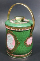 Vintage Murray Allen Imported Quality Confections Enchantress Green Pink Cameo Style Tin Container with Handle - Treasure Valley Antiques & Collectibles