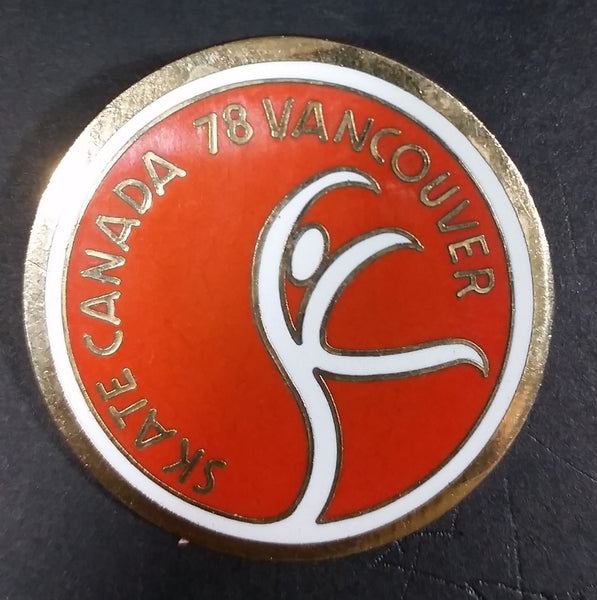 Vintage Skate Canada 1978 Vancouver Ice Figure Skating Round Collectible Enamel Pin - Treasure Valley Antiques & Collectibles