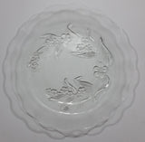 Set of 6 Flower Floral Decor Clear Frosted Embossed Glass 10" Dinner Plates - KIG Indonesia - Treasure Valley Antiques & Collectibles