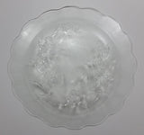Set of 6 Flower Floral Decor Clear Frosted Embossed Glass 10" Dinner Plates - KIG Indonesia - Treasure Valley Antiques & Collectibles