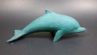 Decorative Painted in Aqua Green Painted Dolphin Light Weight Wood Carved Ornament - Treasure Valley Antiques & Collectibles