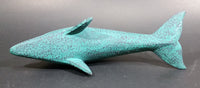Decorative Painted in Aqua Green Painted Dolphin Light Weight Wood Carved Ornament - Treasure Valley Antiques & Collectibles