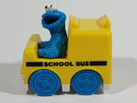 1993 Tyco Jim Henson Productions Sesame Street Blue Cookie Monster Character Yellow School Bus Toy Vehicle