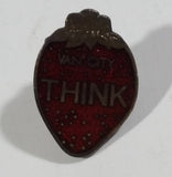 Small Strawberry Shaped Van City Think Enamel Lapel Pin - Treasure Valley Antiques & Collectibles