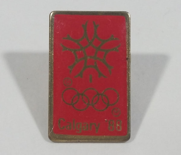 1988 Winter Olympics Calgary, Alberta Canada Small Red Gold Enamel Lapel Pin Sports Collectible - Treasure Valley Antiques & Collectibles