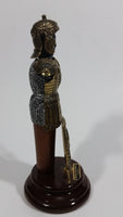 Vintage Decorative Roman Centurion I Century Metal Soldier Armour Statue on Wood Base Made in Spain - Treasure Valley Antiques & Collectibles