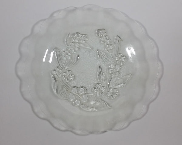 Flower Floral Decor Clear Frosted Embossed Glass 7" Dinner Plate - KIG Indonesia - Treasure Valley Antiques & Collectibles