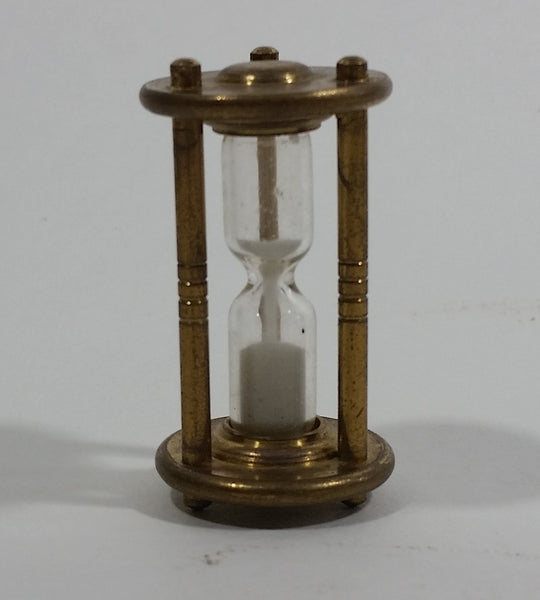 Vintage Collectible Miniature Tiny Little Brass Hour Glass Working Sand Salt Timer - Treasure Valley Antiques & Collectibles