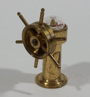 Vintage Miniature Tiny Little Brass Working Compass Captain's Ship Wheel Boating Nautical Sailing Collectible