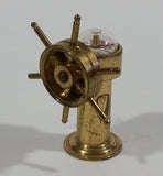 Vintage Miniature Tiny Little Brass Working Compass Captain's Ship Wheel Boating Nautical Sailing Collectible
