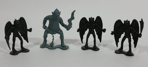 Vintage 1981 DFC Dragonriders of Styx Demons 3 Black 1 Blue Small Plastic Toy Figurines 4 Pieces