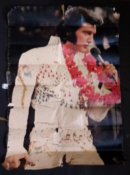 Vintage 1975 1976 Elvis Presley Tour in Las Vegas White Jumpsuit Poster - Worn condition - Treasure Valley Antiques & Collectibles