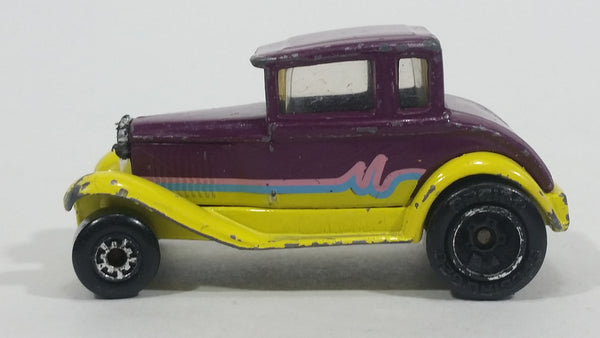 1991 Matchbox Model A Ford Burgundy Plum and Yellow MB55 Die Cast Toy Antique Classic Car Vehicle - USA only - Treasure Valley Antiques & Collectibles