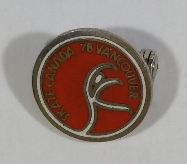Vintage Skate Canada 1978 Vancouver Ice Figure Skating Small Little Round Collectible Enamel Pin - Treasure Valley Antiques & Collectibles
