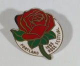 1988 Portland Rose Festival Red Rose Enamel Lapel Pin Collectible - Treasure Valley Antiques & Collectibles
