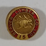 Beaver Lumber Co. Ltd. 15 Red and Golden Small Tiny Round Metal Pin - Treasure Valley Antiques & Collectibles