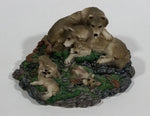 Highly Detailed 1998 LS Living Stone Inc Wolf Wolves Family With Pups Resin Sculpture - Treasure Valley Antiques & Collectibles