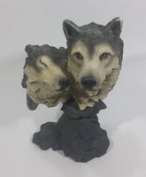 Wolves Heads Wolf Couple Cuddling 8" Tall Decorative Resin Sculpture - Treasure Valley Antiques & Collectibles