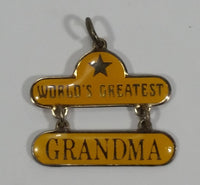 Western Style World's Greatest Grandma Yellow Enamel Key Chain Pendant Charm - Treasure Valley Antiques & Collectibles