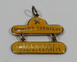 Western Style World's Greatest Grandma Yellow Enamel Key Chain Pendant Charm - Treasure Valley Antiques & Collectibles