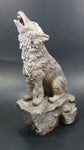 1999 Wolf Howling While Sitting on a Rock 10" Tall Decorative Resin Sculpture - Treasure Valley Antiques & Collectibles