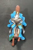 1997 Britains Die Cast Jousting Medieval Knight on Blue Draped Brown Horse Figure - Jousting stick broken off - Treasure Valley Antiques & Collectibles