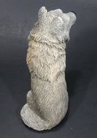 Wolf Sitting and Looking Around Light Weight Resin Animal Figurine 4 1/4" Tall - Treasure Valley Antiques & Collectibles