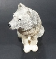 Wolf Sitting and Looking Around Light Weight Resin Animal Figurine 4 1/4" Tall - Treasure Valley Antiques & Collectibles