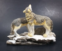 Wolf Pack of 3 Wolves on Snow Covered Rocks Decorative Resin Sculpture Figurine Made in China - Treasure Valley Antiques & Collectibles