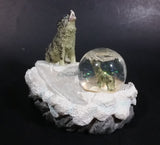 Beautiful 1999 Wolf Howling Wolves Snow Globe on Snowy Rocks Resin Business Card Holder Wildlife Sculpture - Treasure Valley Antiques & Collectibles