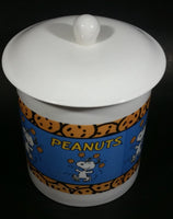 Vintage United Features Syndicate Peanuts Snoopy Cartoon Character White Ceramic Lidded Cookie Jar Collectible - Treasure Valley Antiques & Collectibles